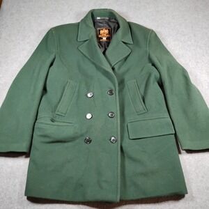 Gloverall Peacoat Mens 42 Green Wool Cashmere Double Breasted Coat England